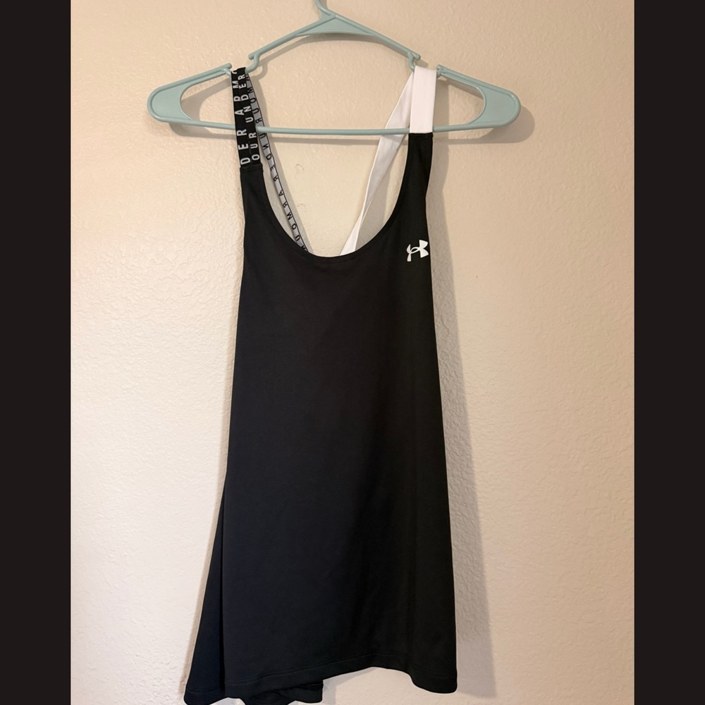 Under Armour HeatGear Crossback Tank Top - Black/White - Size XS